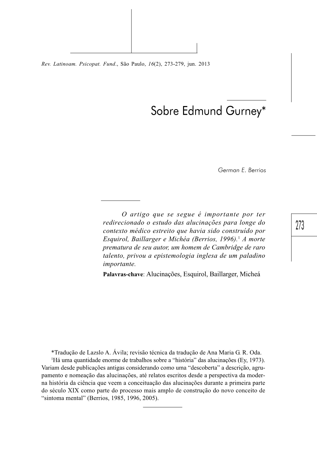 Sobre Edmund Gurney.German Berrios.P65