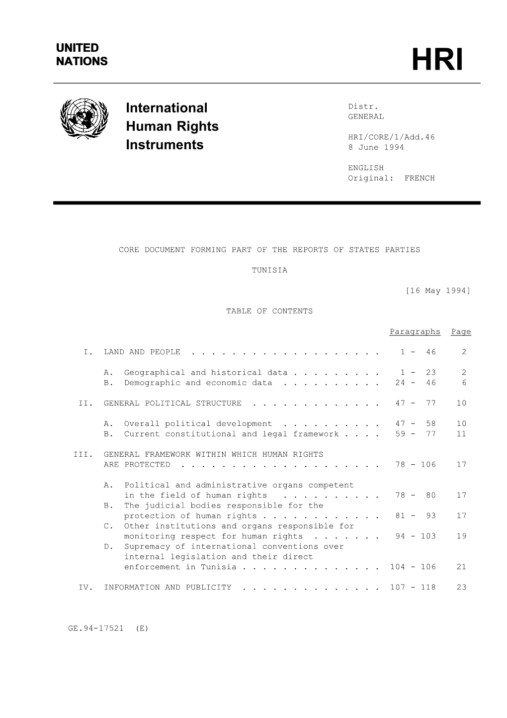 International Human Rights Instruments