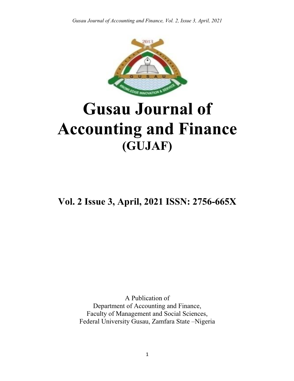 Gusau Journal of Accounting and Finance, Vol