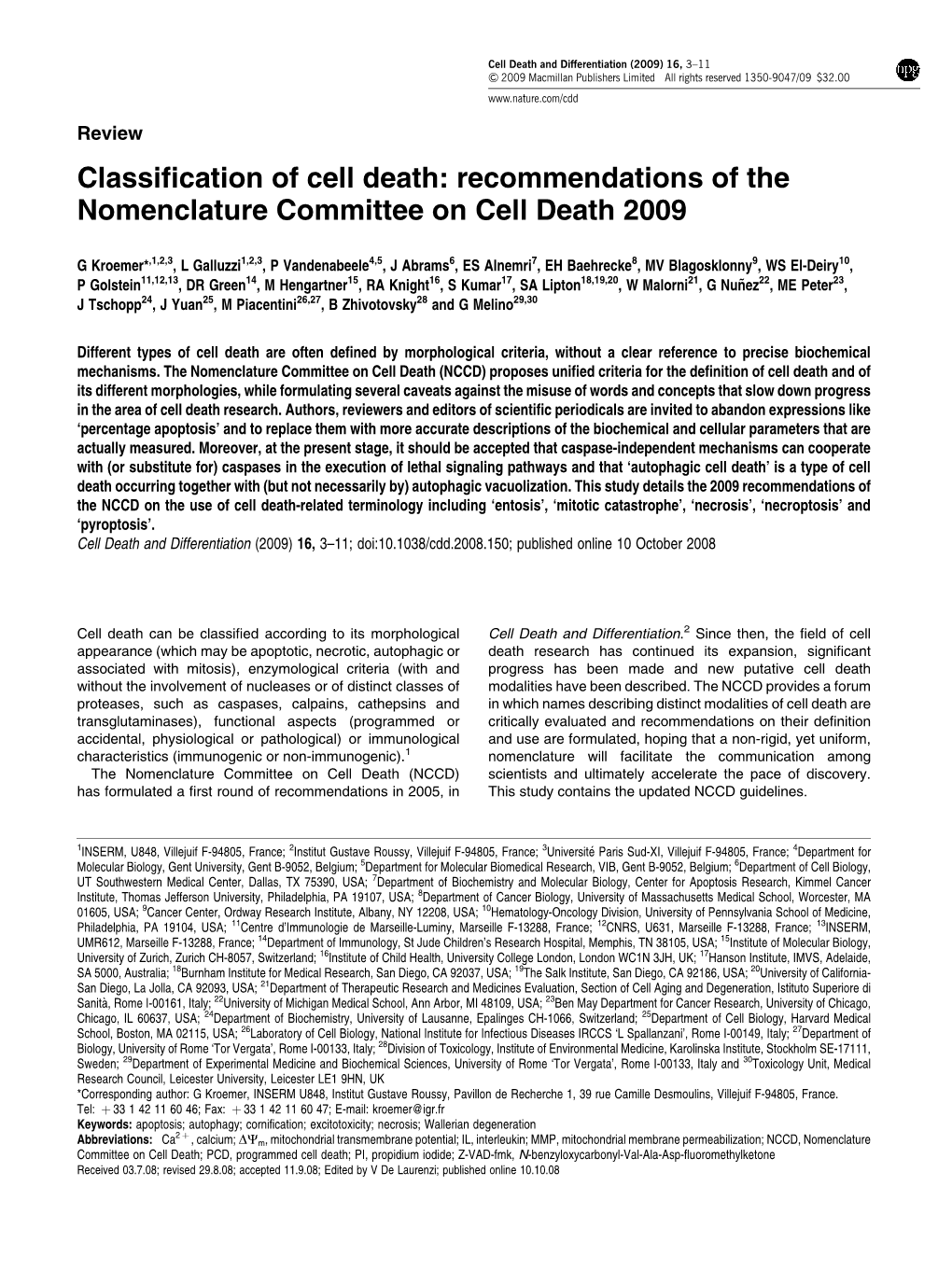 Classification of Cell Death