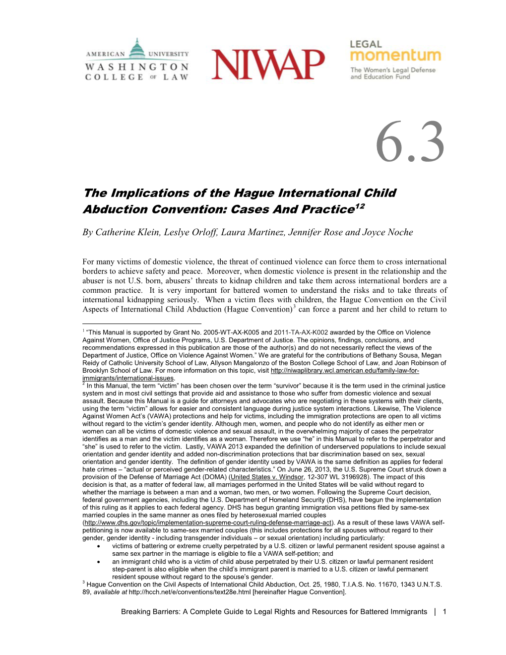 The Implications of the Hague International Child Abduction Convention: Cases and Practice12