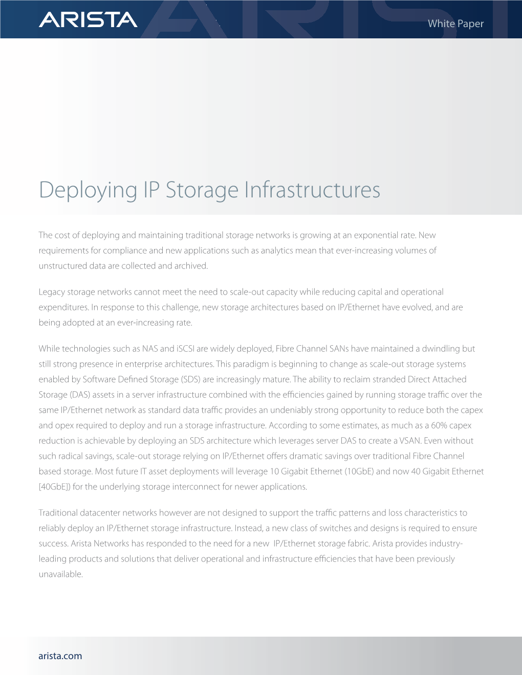 Deploying IP Storage Infrastructures