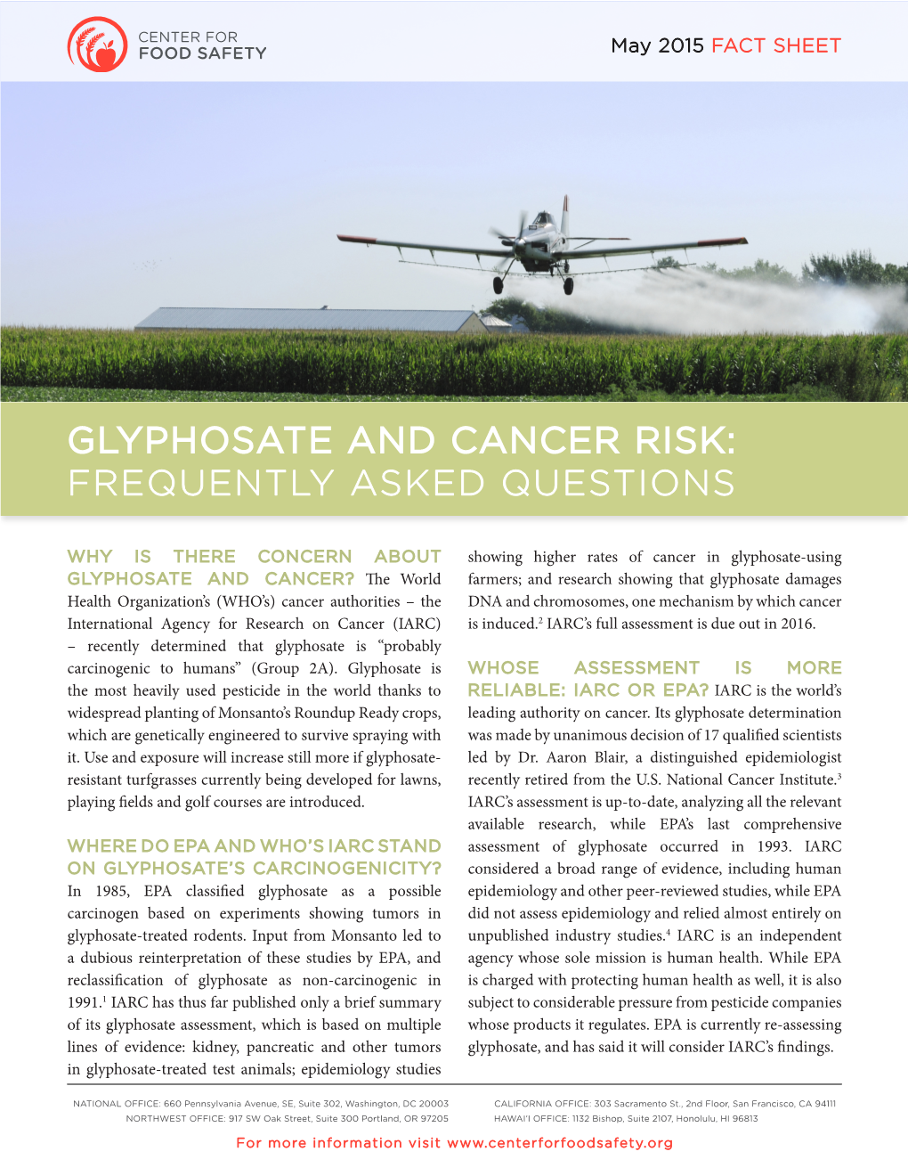 Glyphosate and Cancer Risk: Frequently Asked Questions