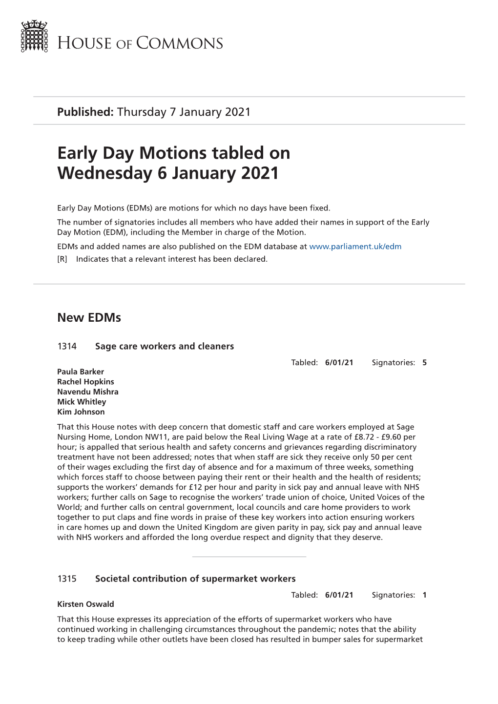 View Early Day Motions PDF File 0.12 MB