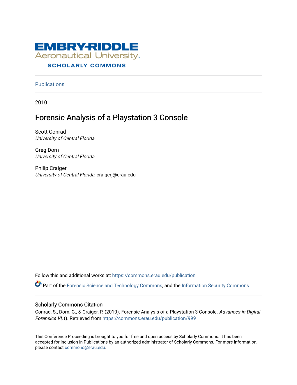 Forensic Analysis of a Playstation 3 Console