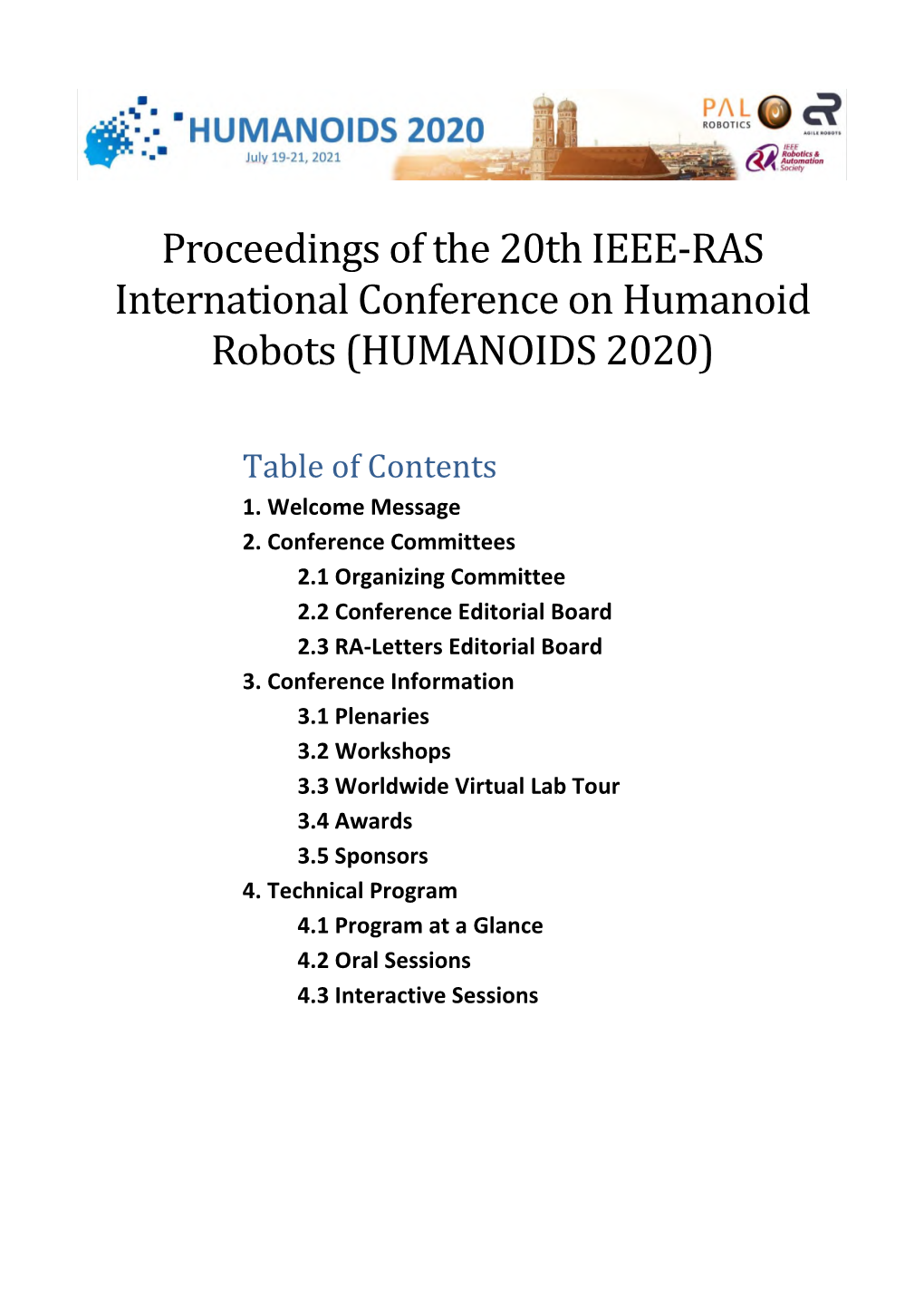 Proceedings of the 20Th IEEE-RAS International Conference on Humanoid Robots (HUMANOIDS 2020)