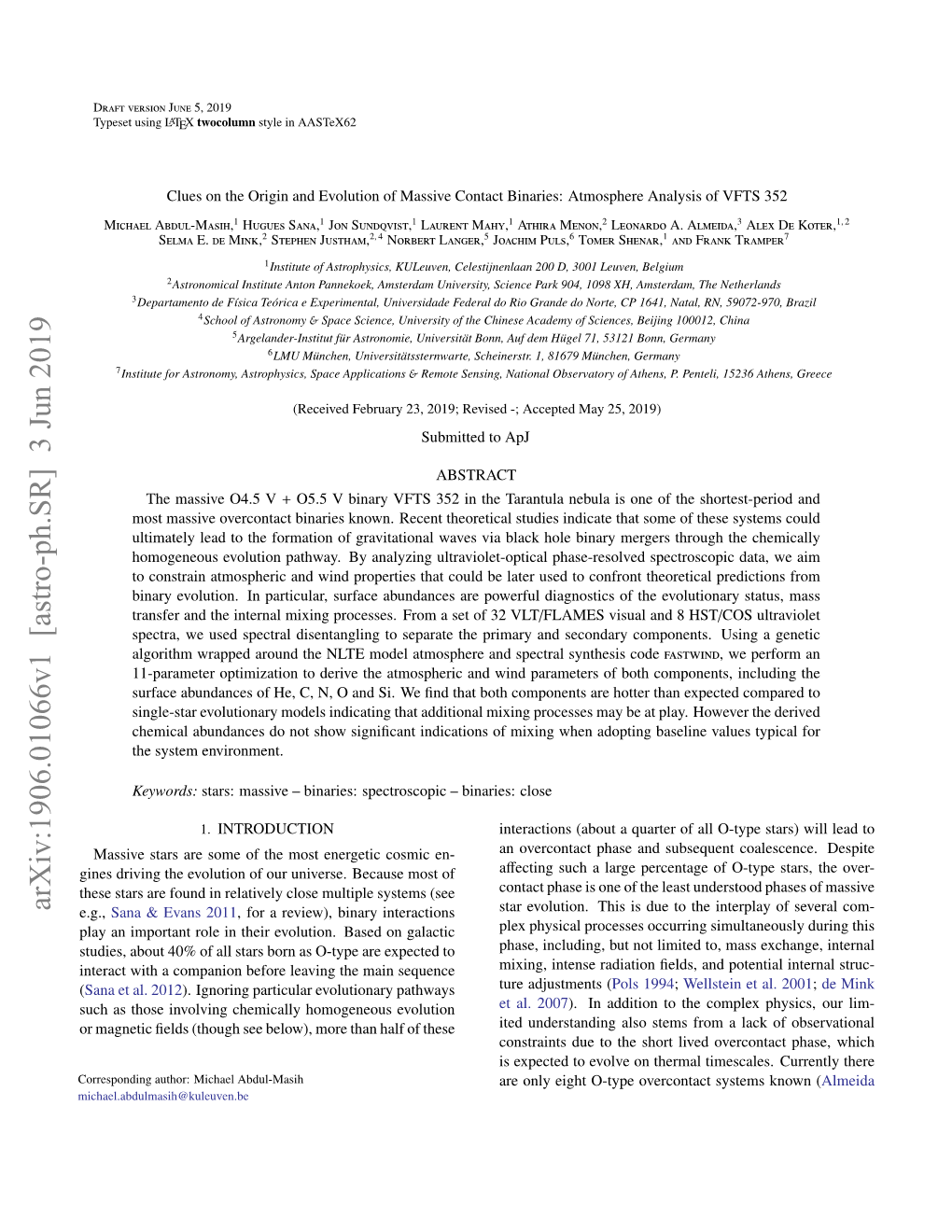 Clues on the Origin and Evolution of Massive Contact Binaries: Atmosphere Analysis of VFTS 352