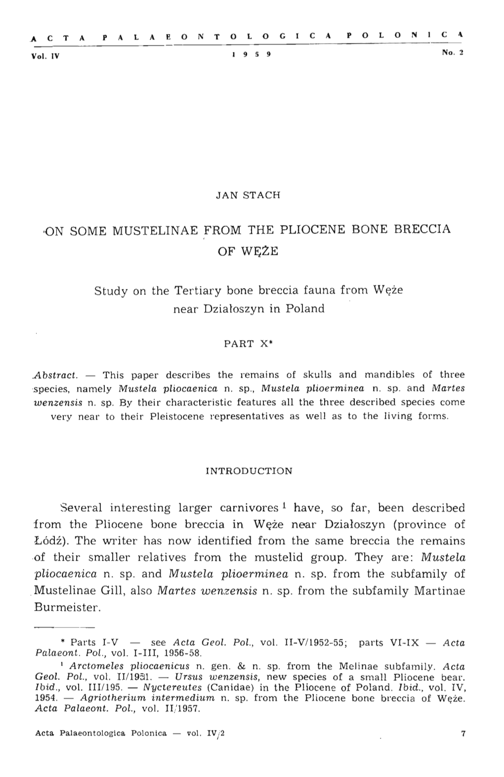 ZE Study on the Tertiary Bone Breccia Fauna from Wc