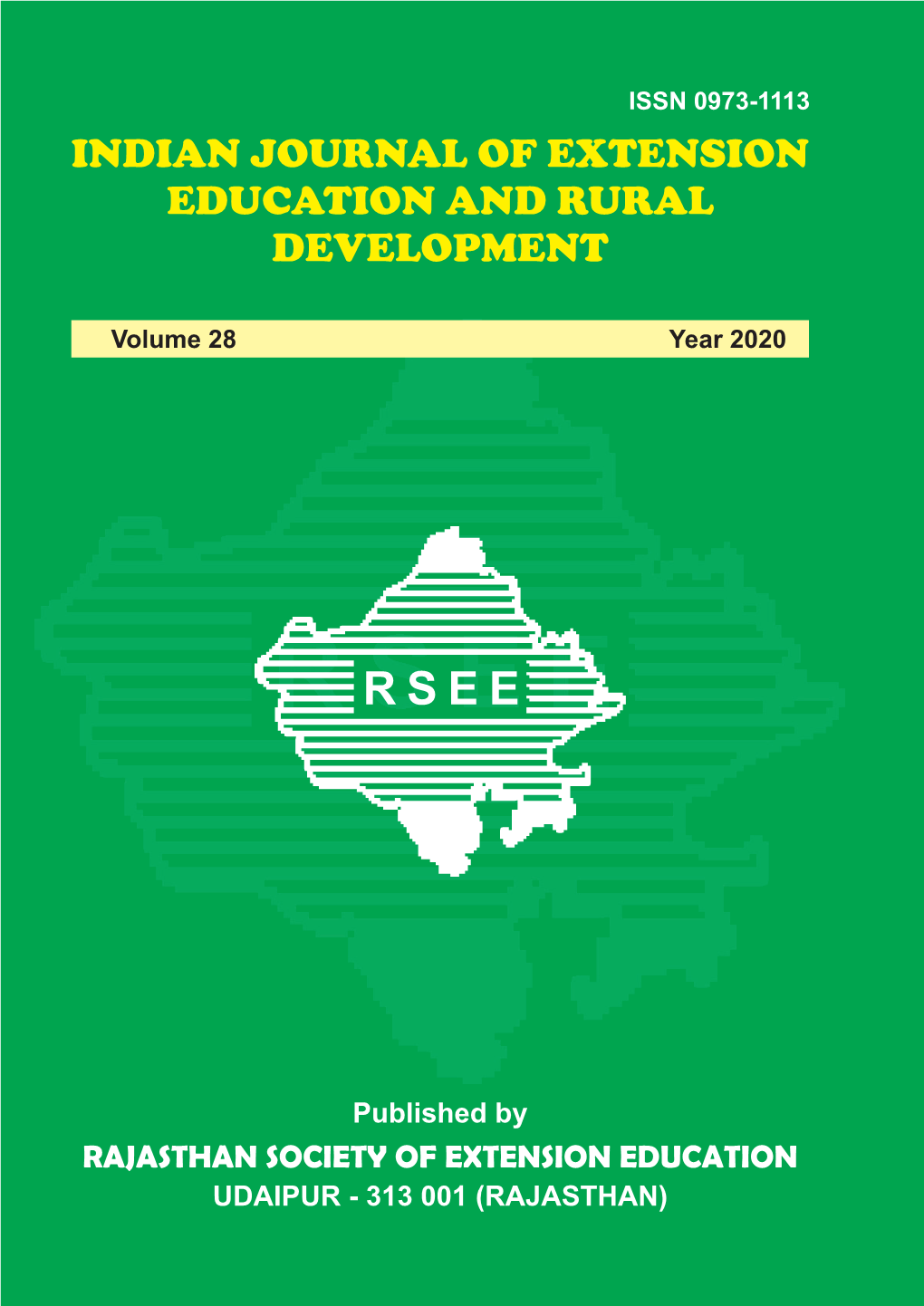 Volume 28 Year 2020 RAJASTHAN SOCIETY of EXTENSION EDUCATION Regd