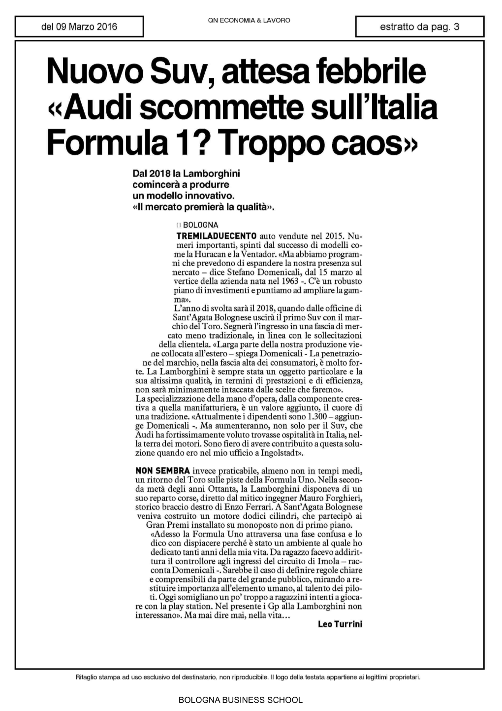 Audi Scommette Sull'italia Formula 1 ? Troppo Caos» Dal 2018 La Lamborghini Comincerà a Produrre Un Modello Innovativo