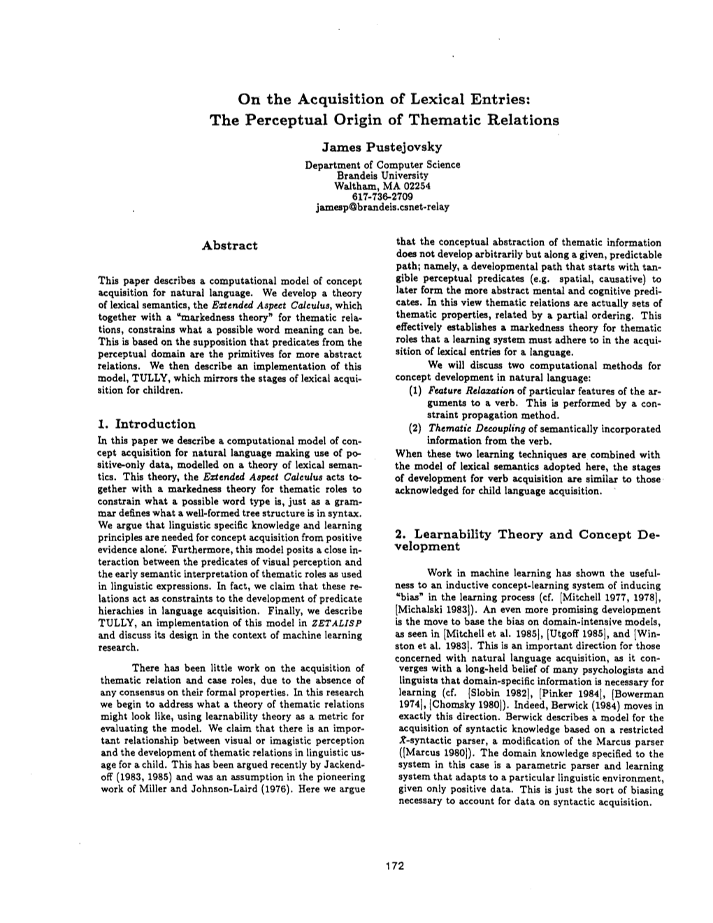 The Perceptual Origin of Thematic Relations