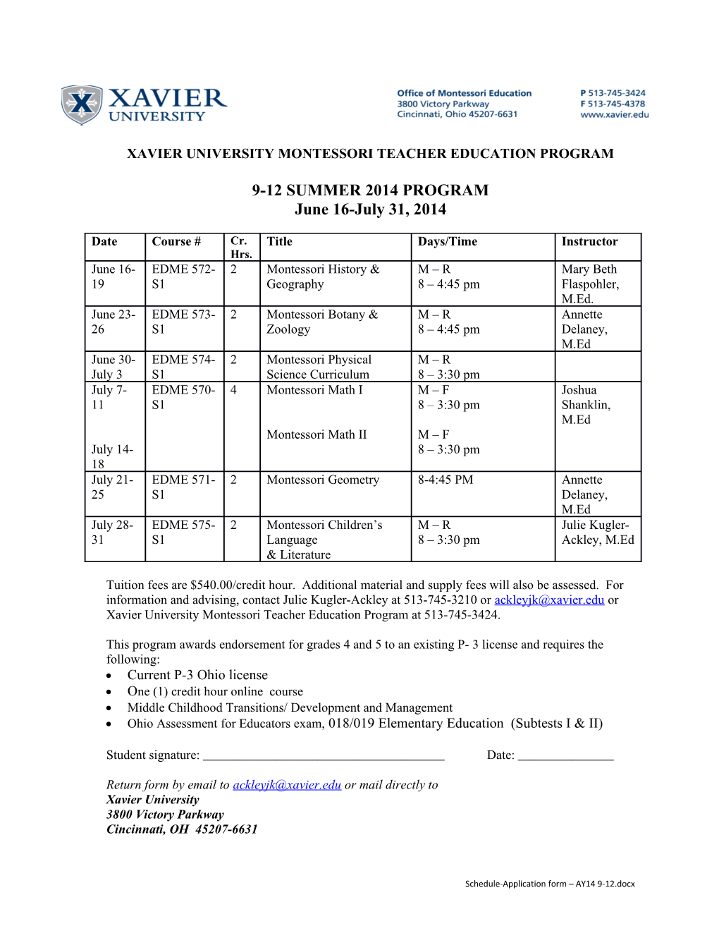 Xavier University Montessori Teacher Education Program