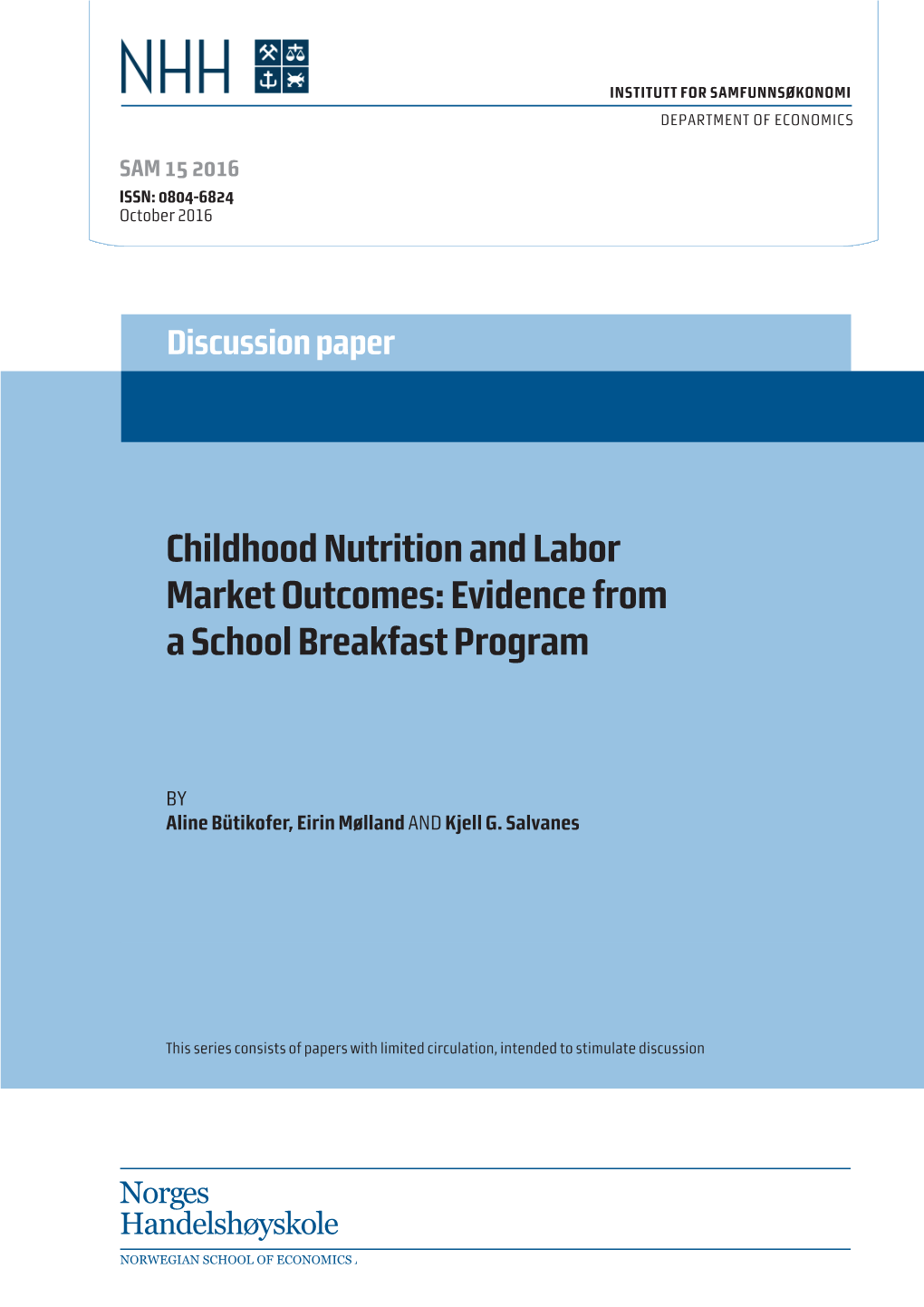 Childhood Nutrition and Labor Market Outcomes: Evidence from a School Breakfast Program