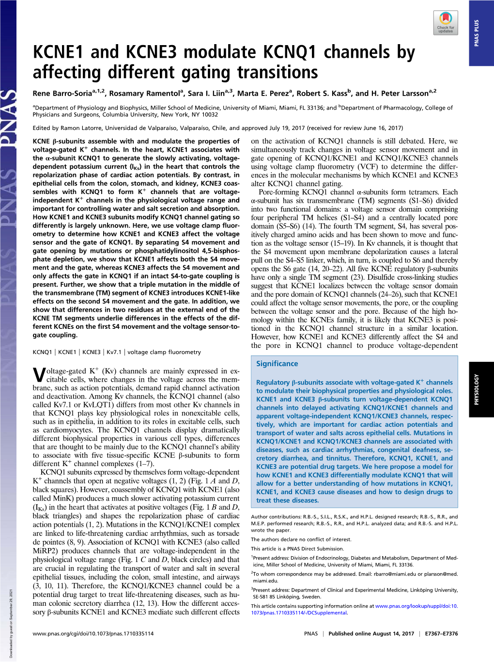 KCNE1 and KCNE3 Modulate KCNQ1 Channels by Affecting