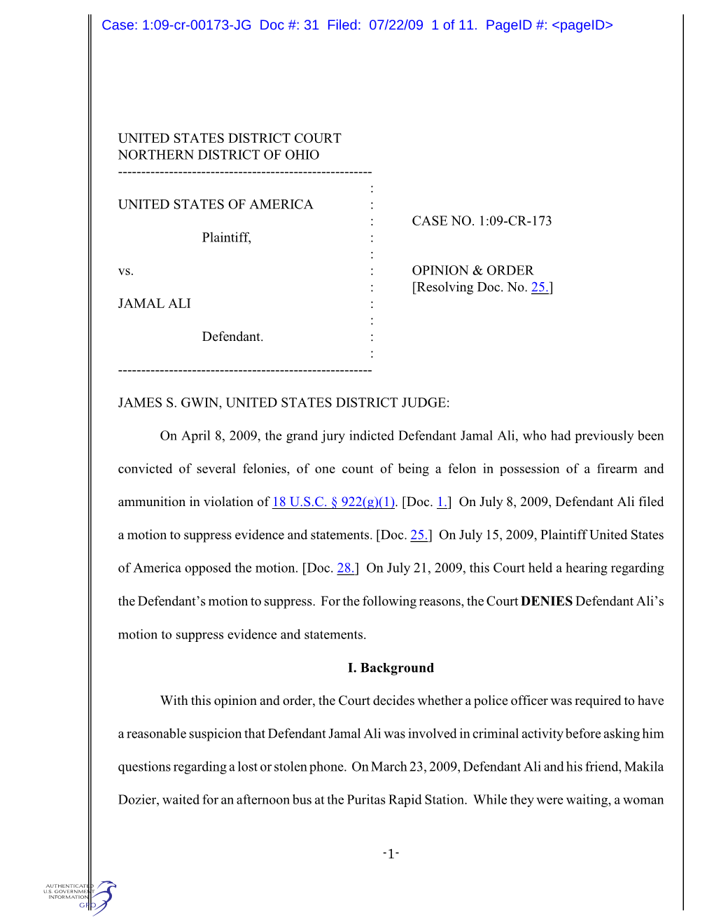 1- United States District Court Northern