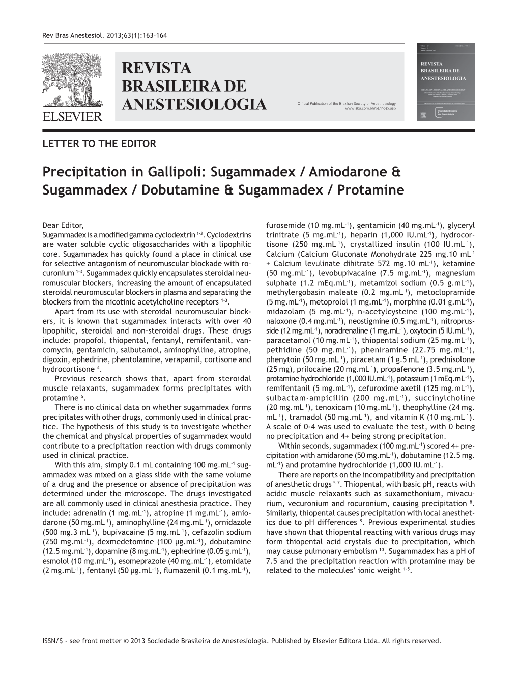 Revista Brasileira De Anestesiologia