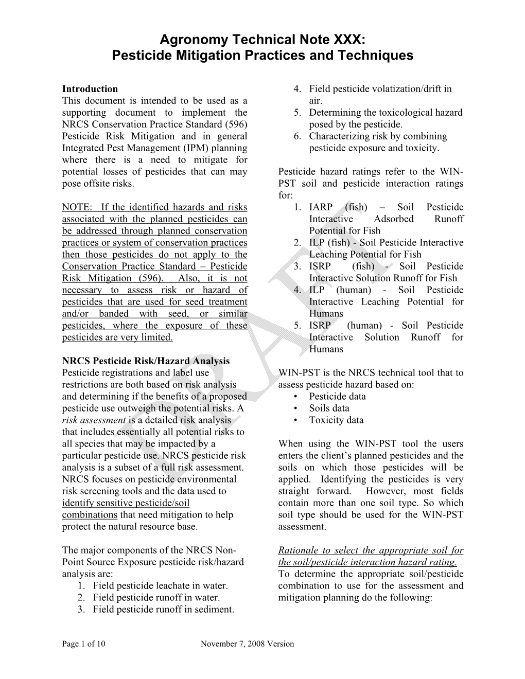 Pesticide Mitigation Practices and Techniques