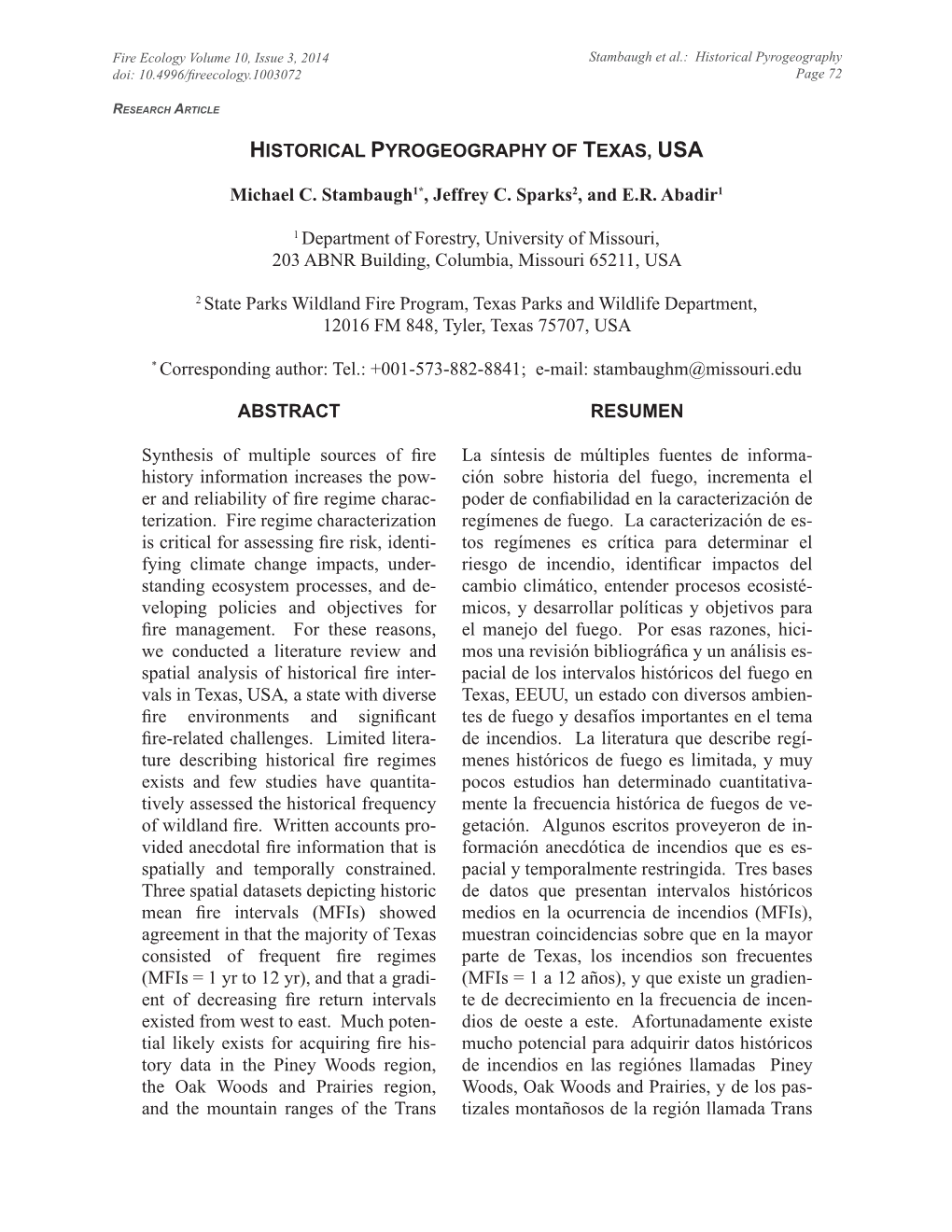 Historical Pyrogeography of Texas, Usa