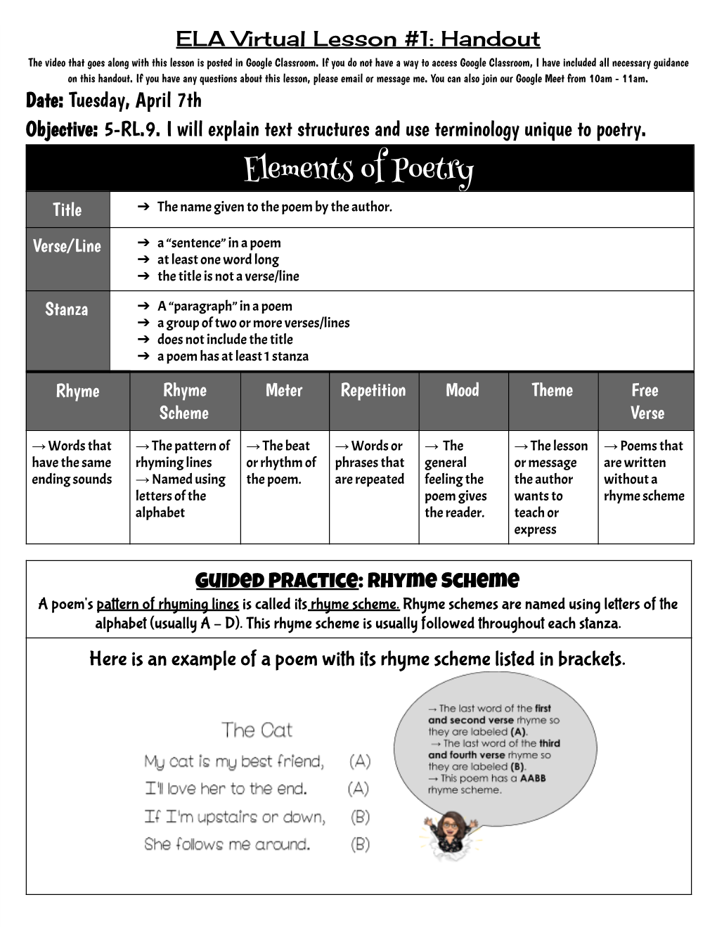 Elements of Poetry Title ➔ the Name Given to the Poem by the Author