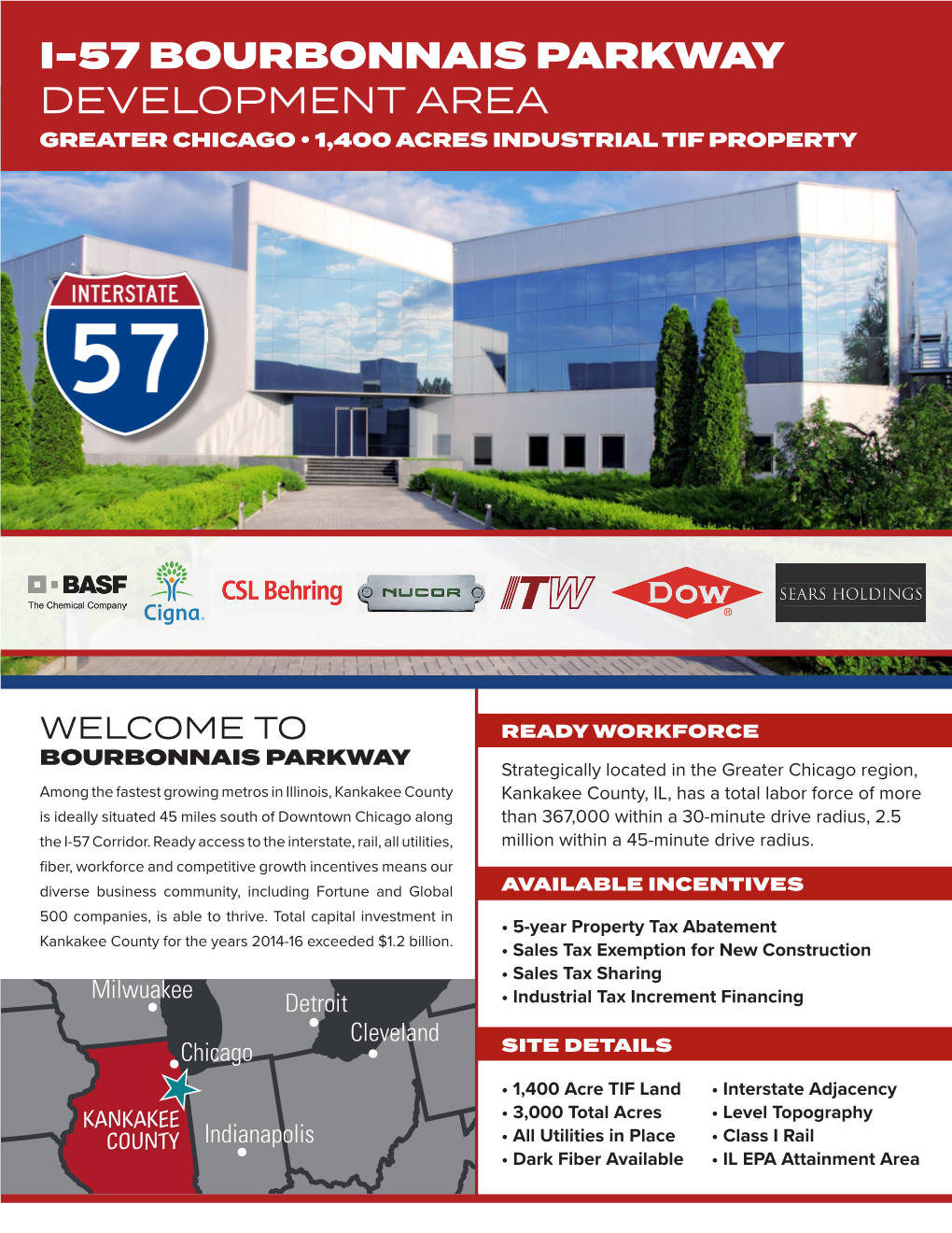 I-57 Bourbonnais Parkway Development Area Greater Chicago • 1,400 Acres Industrial Tif Property