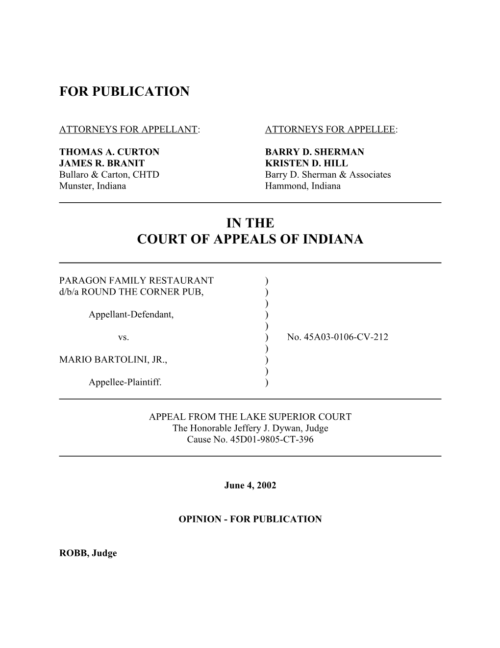 Attorneys for Appellant: Attorneys for Appellee s11