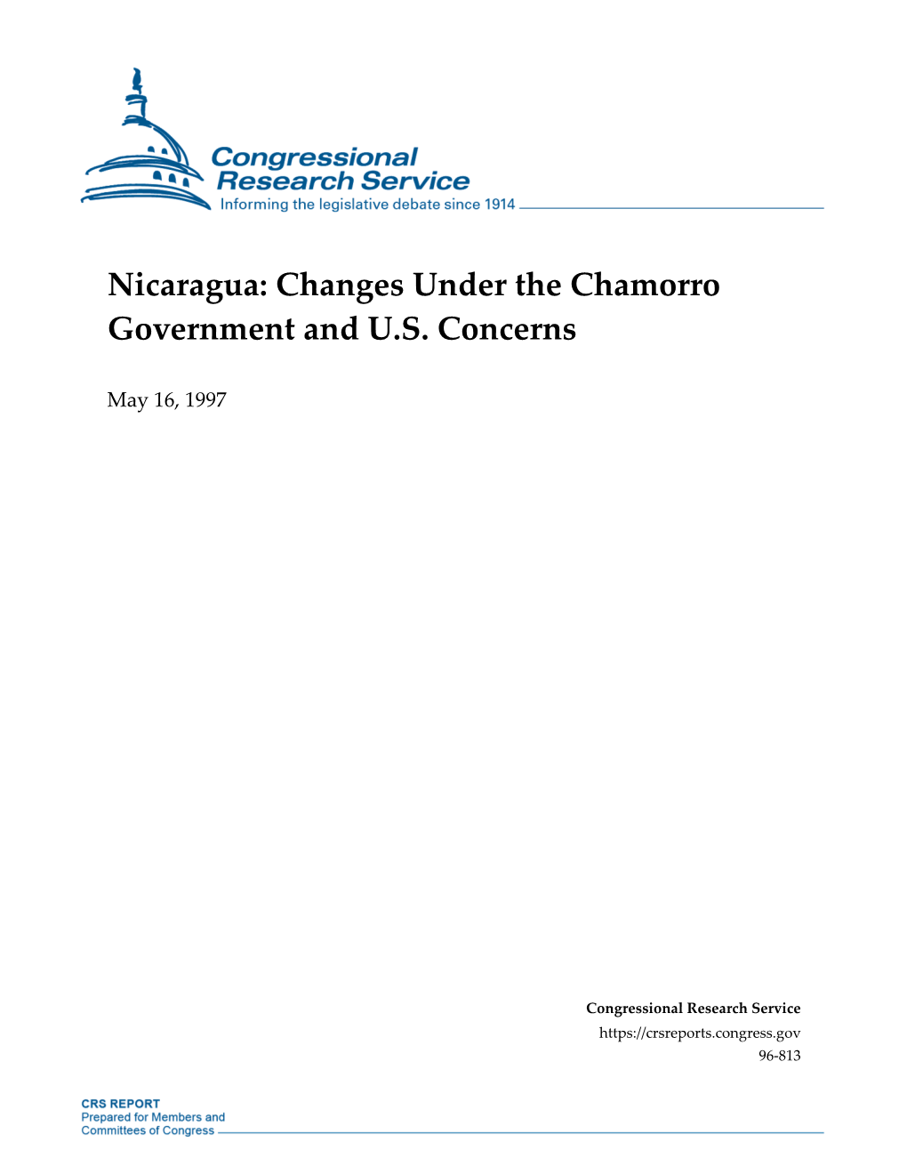 Nicaragua: Changes Under the Chamorro Government and U.S. Concerns