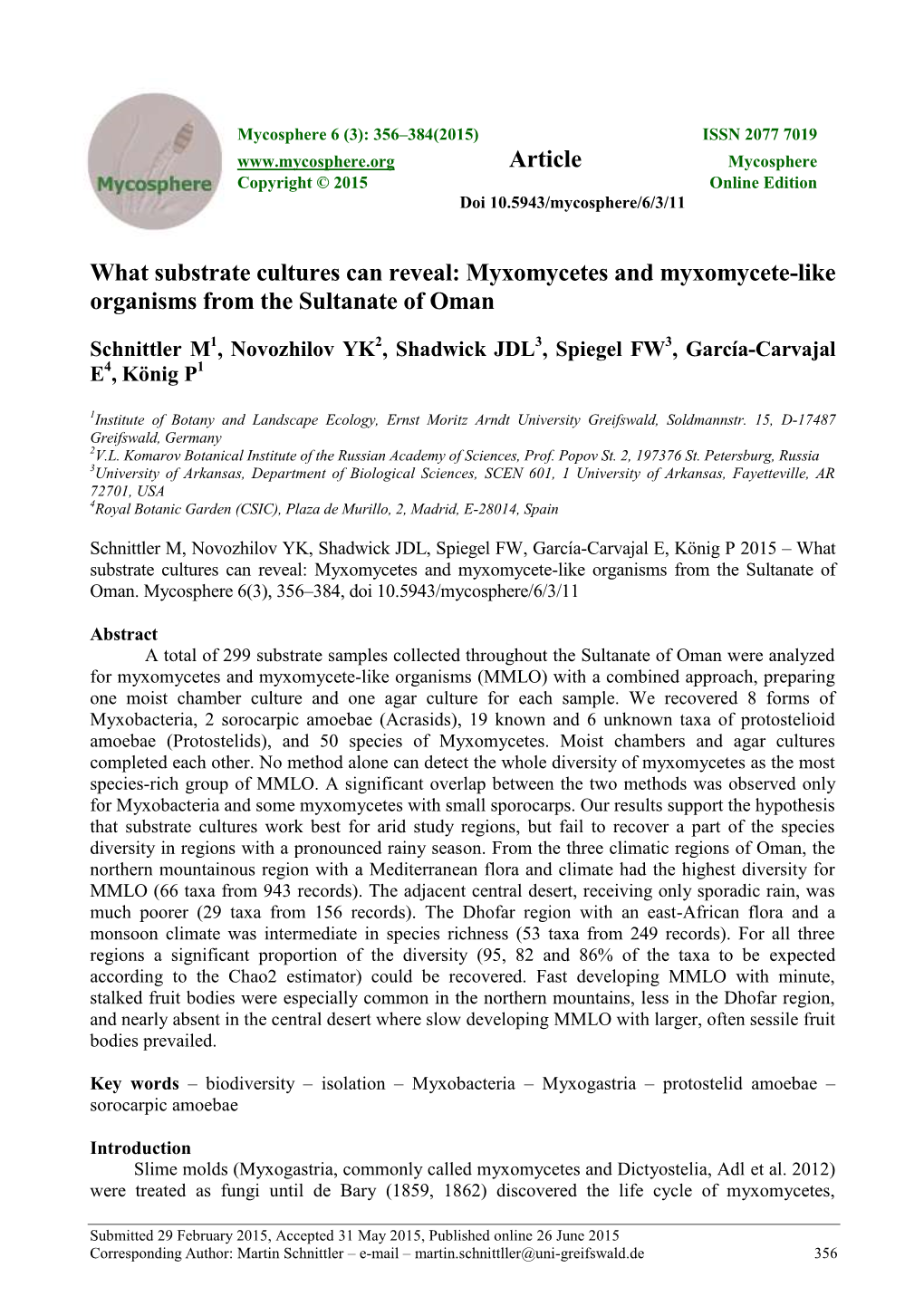 What Substrate Cultures Can Reveal: Myxomycetes and Myxomycete-Like Organisms from the Sultanate of Oman