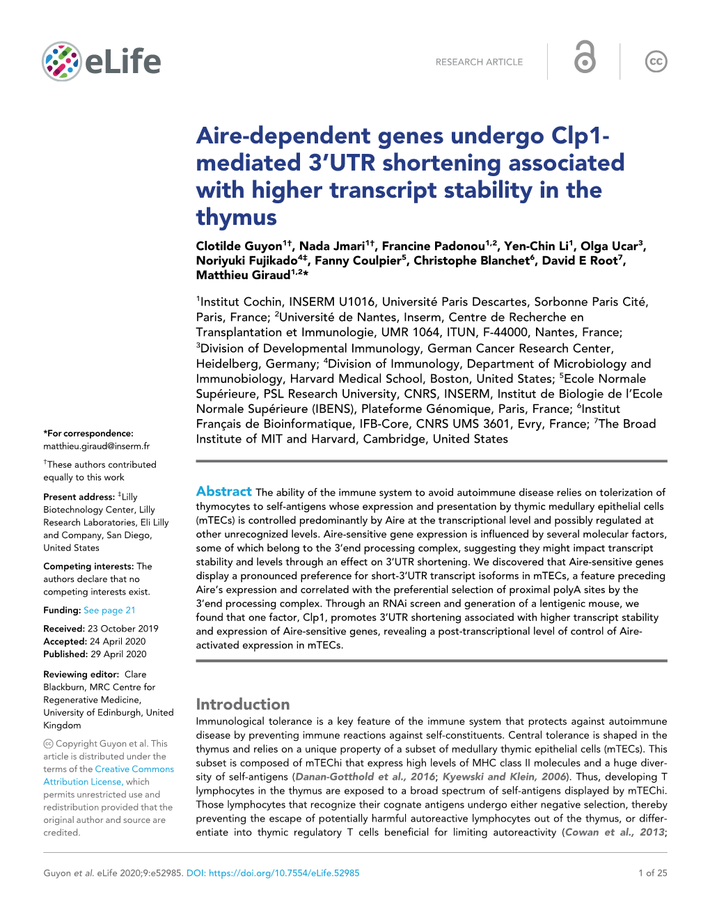 Aire-Dependent Genes Undergo Clp1