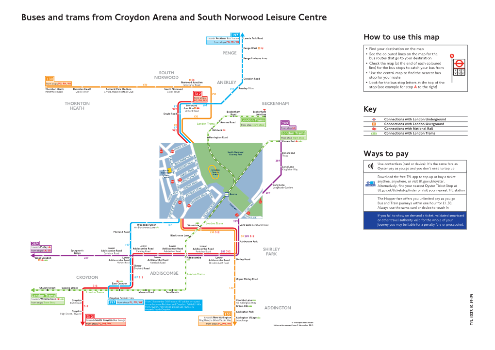 Buses and Trams from Croydon Arena and South Norwood Leisure Centre