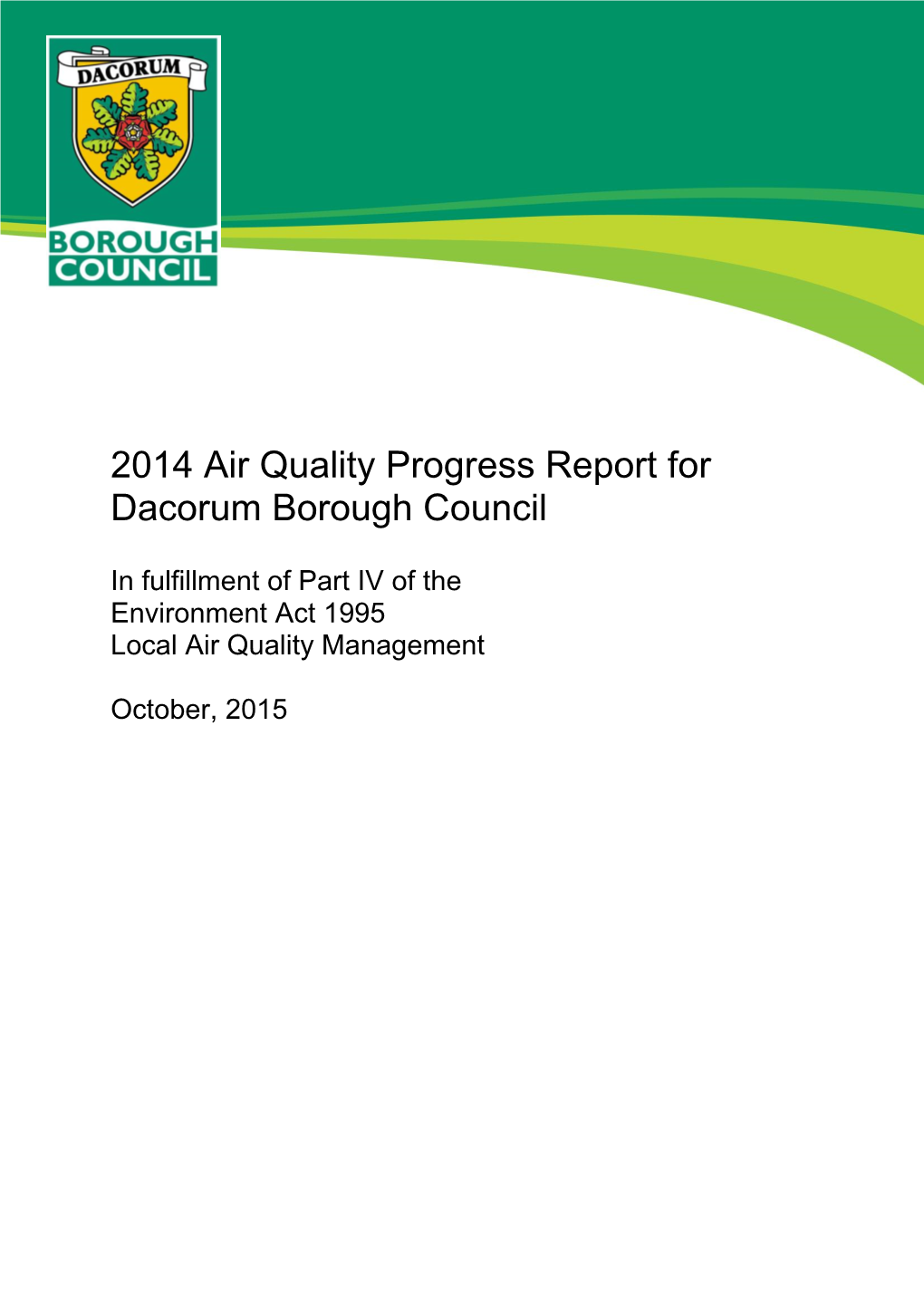 Air Quality Progress Report 2013