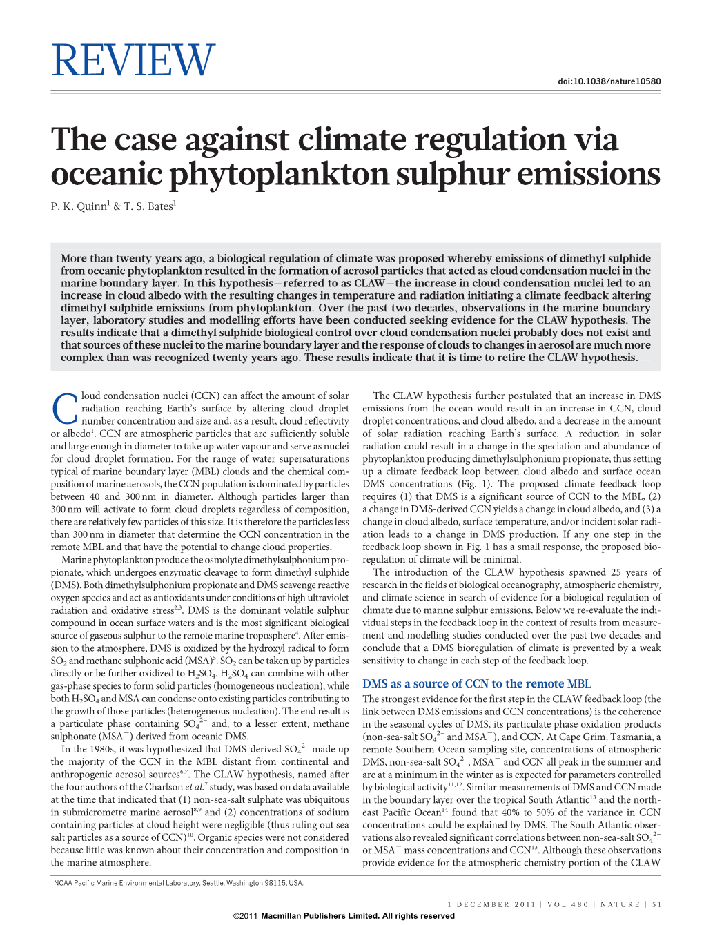 The Case Against Climate Regulation Via Oceanic Phytoplankton Sulphur Emissions P