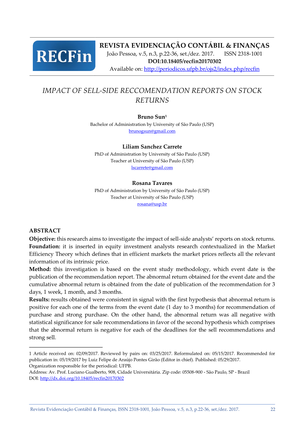 Impact of Sell-Side Reccomendation Reports on Stock Returns