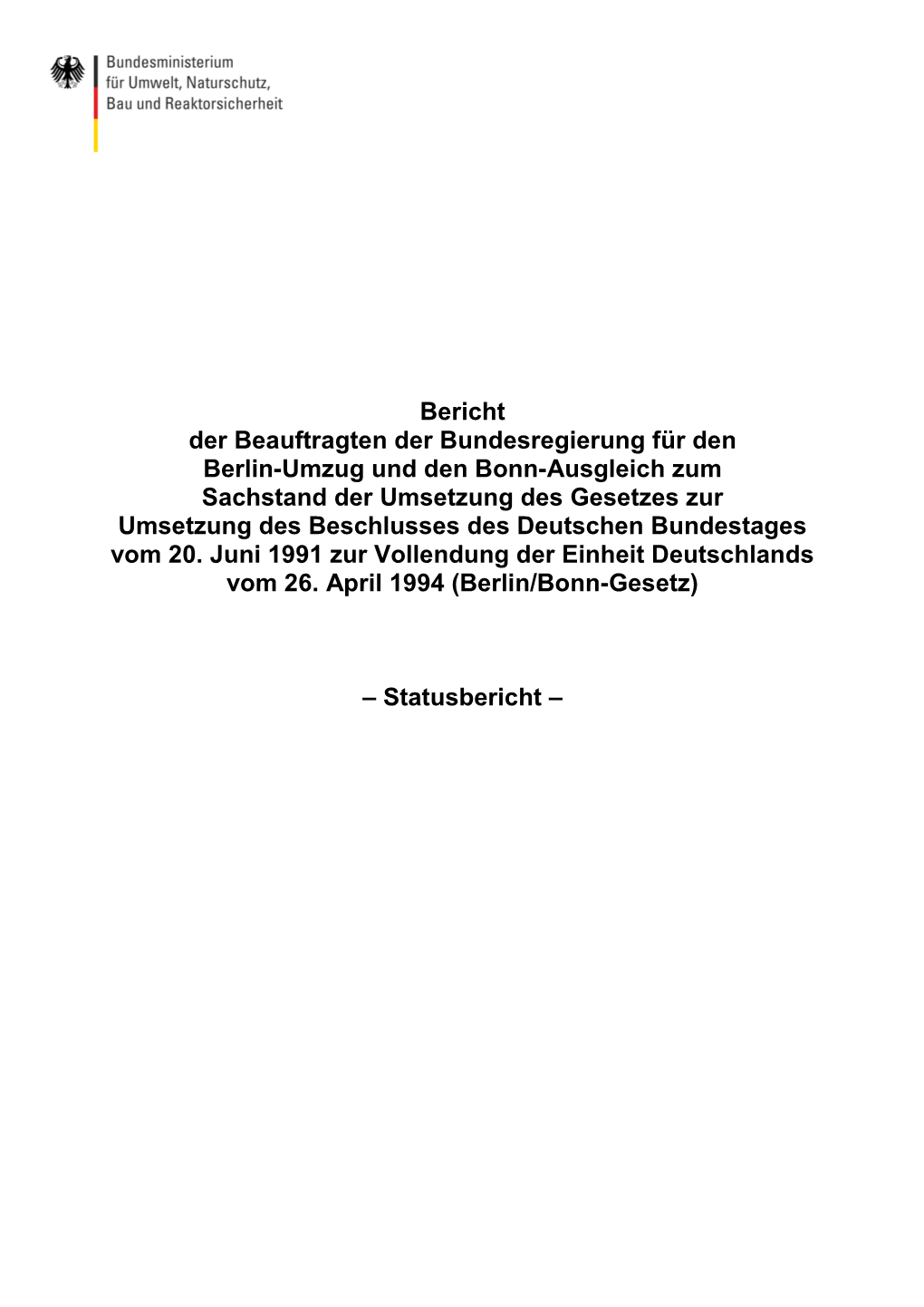 Bericht Der Beauftragten Der Bundesregierung Für Den Berlin