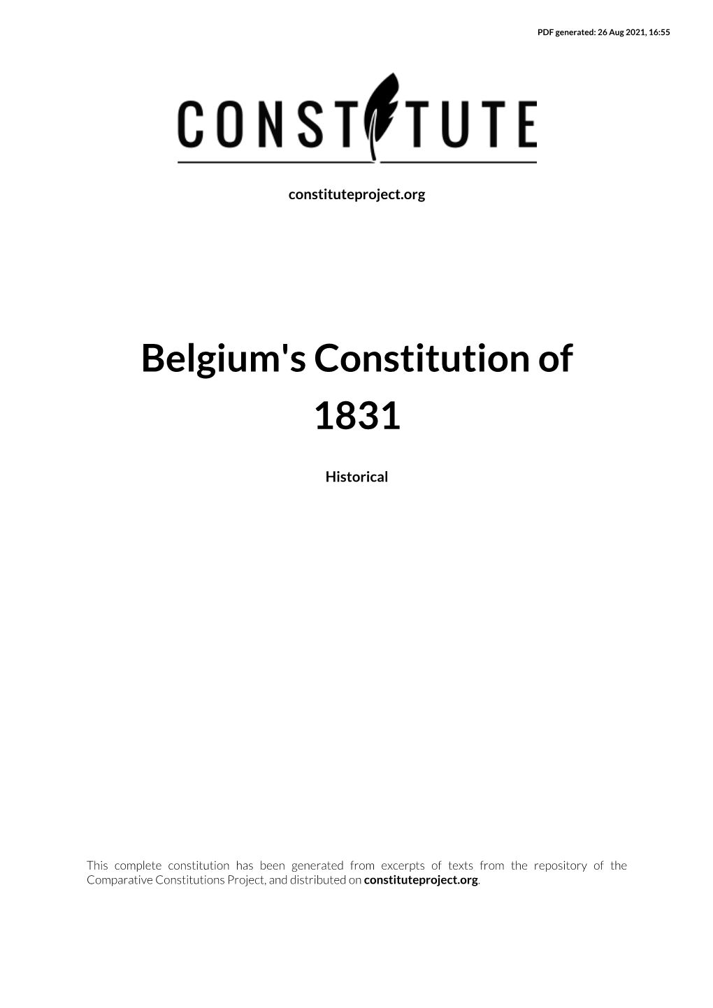 Belgium's Constitution of 1831