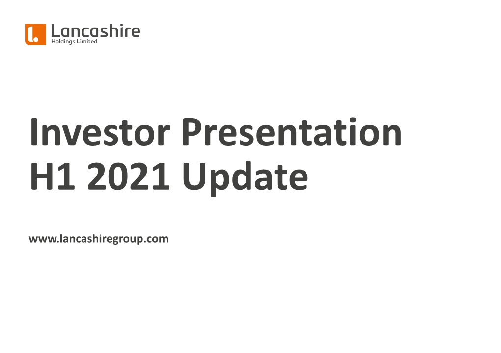Investor Presentation H1 2021 Update Safe Harbor Statements