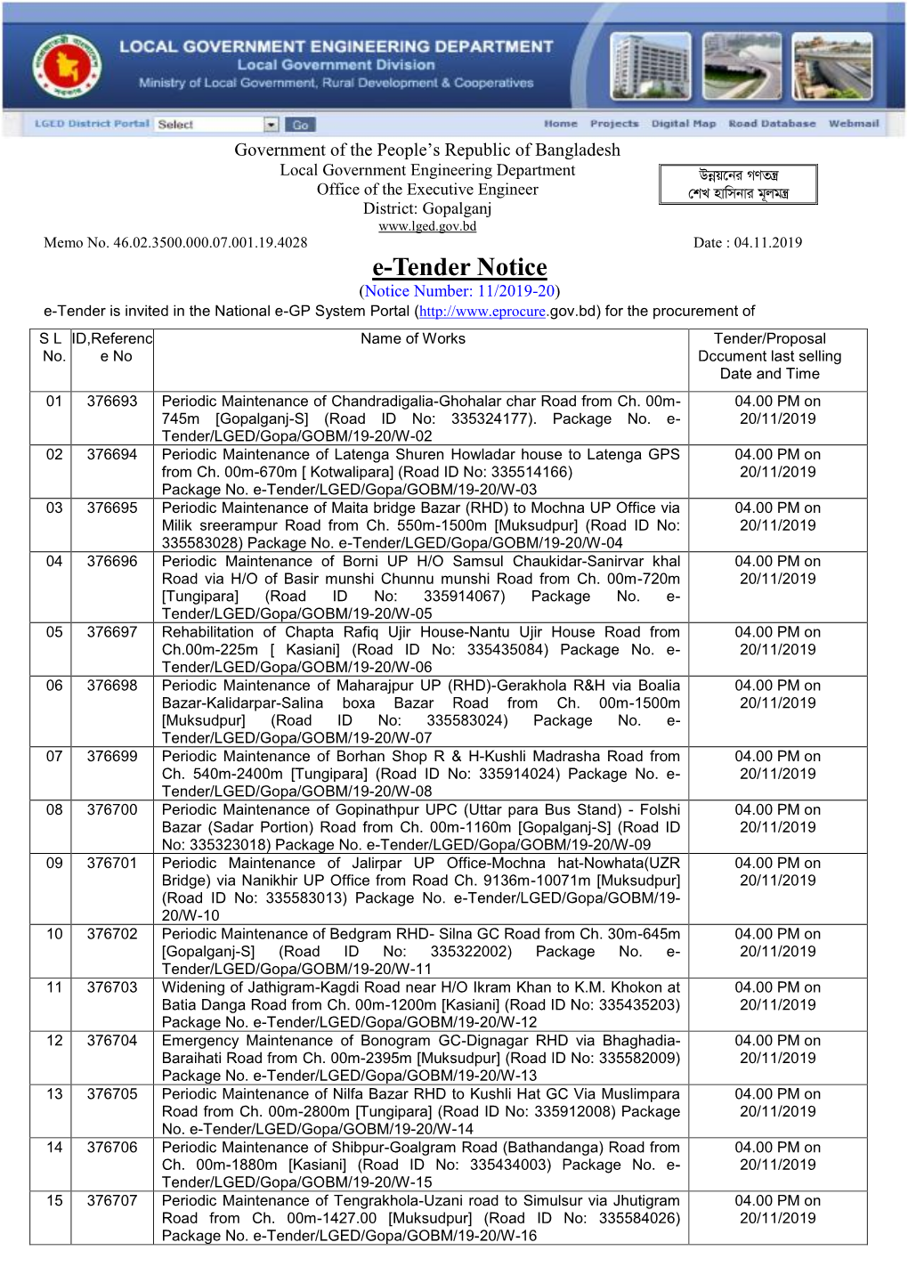 E-Tender Notice