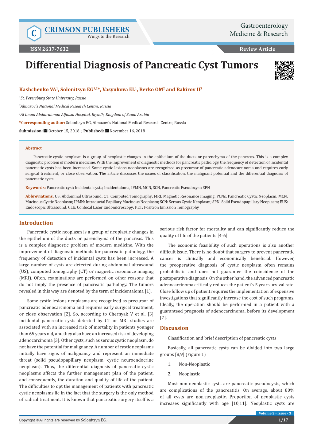 Differential Diagnosis of Pancreatic Cyst Tumors