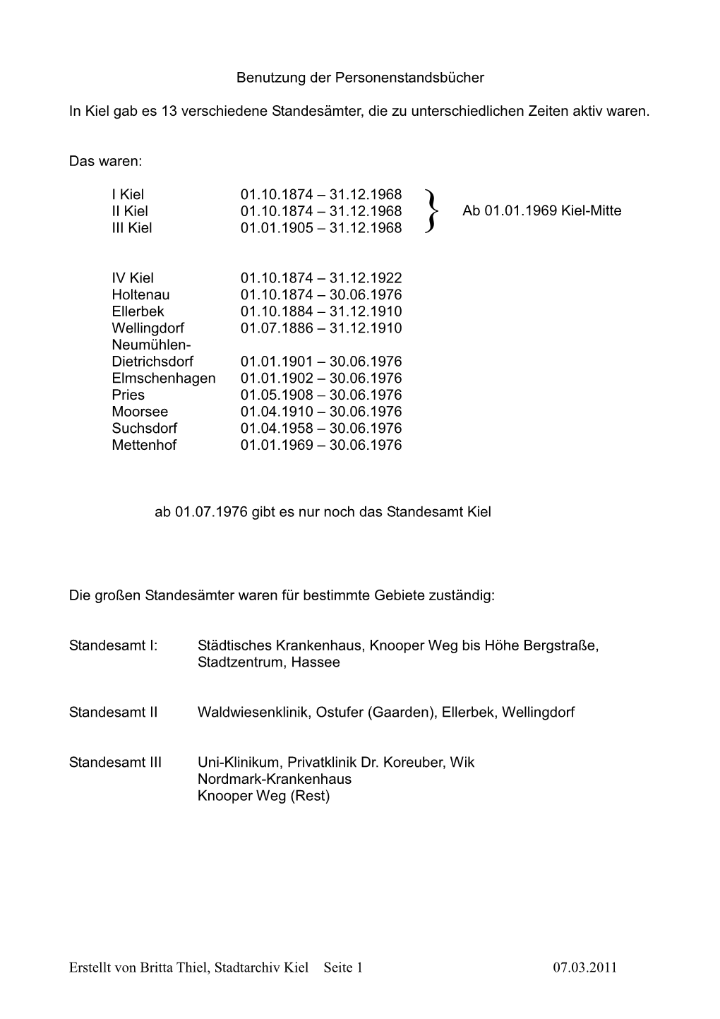 Ab 01.01.1969 Kiel-Mitte