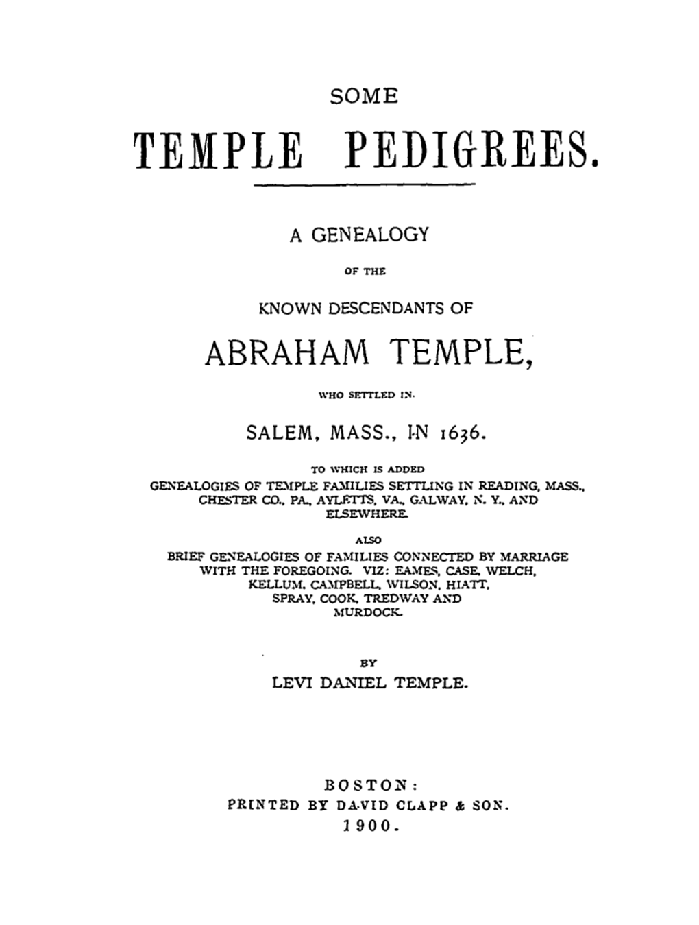 Temple Pedigrees