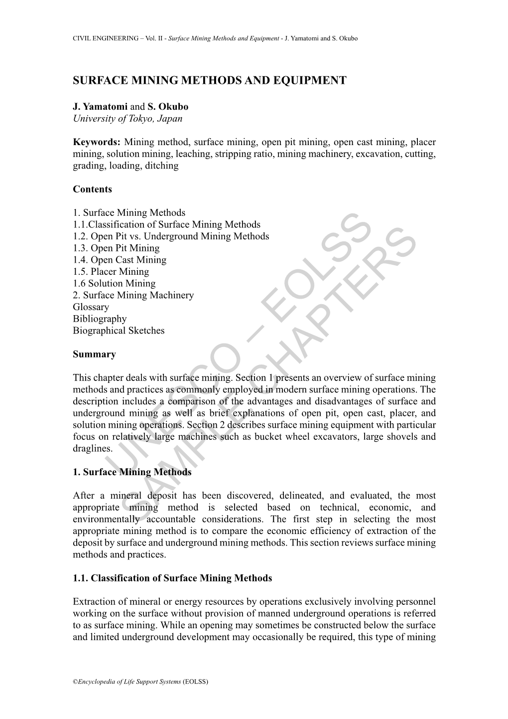 Surface Mining Methods and Equipment - J