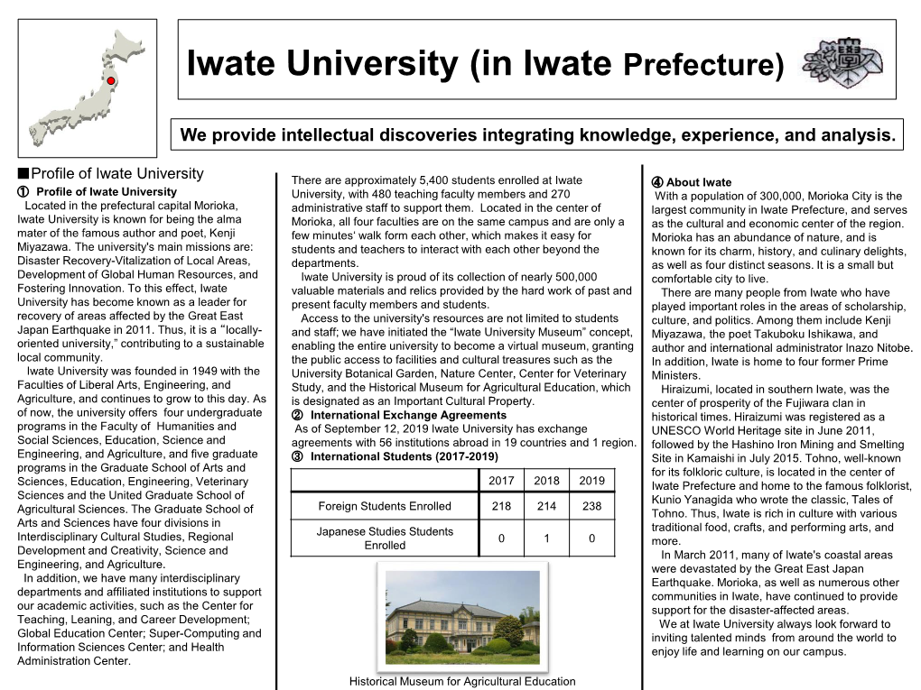 Iwate University (In Iwate Prefecture)