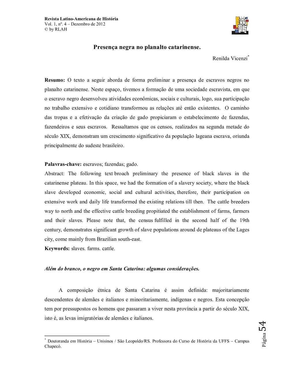 Presença Negra No Planalto Catarinense