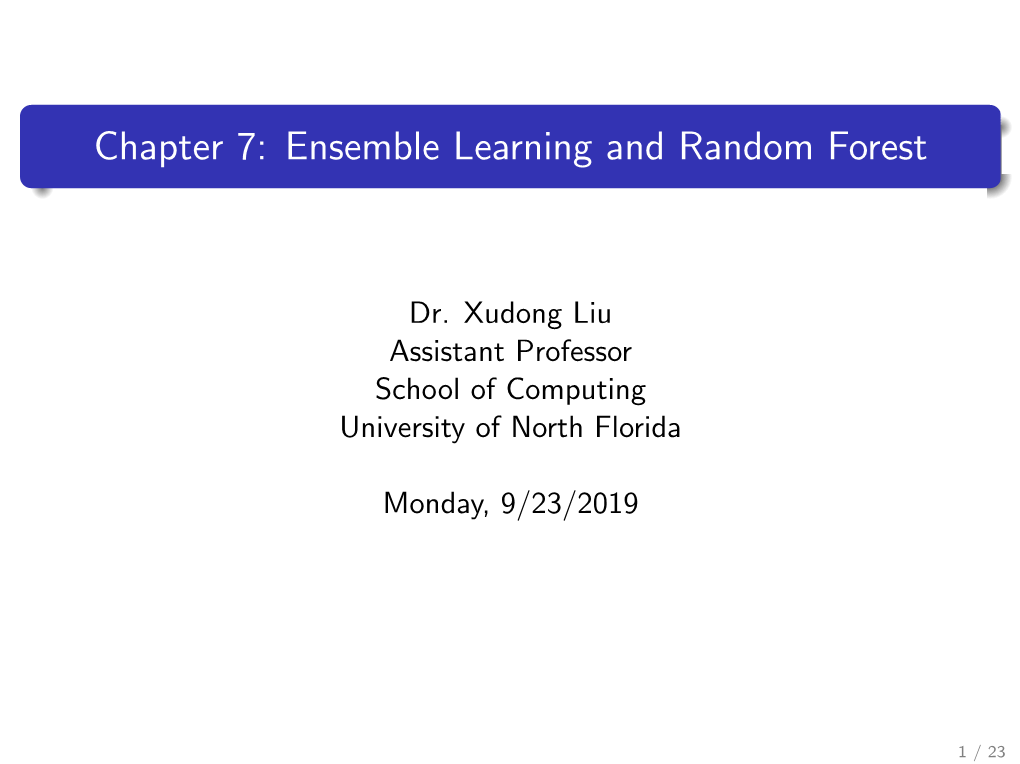 Chapter 7: Ensemble Learning and Random Forest