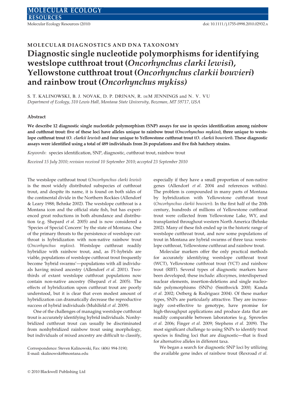 Diagnostic Single Nucleotide Polymorphisms for Identifying