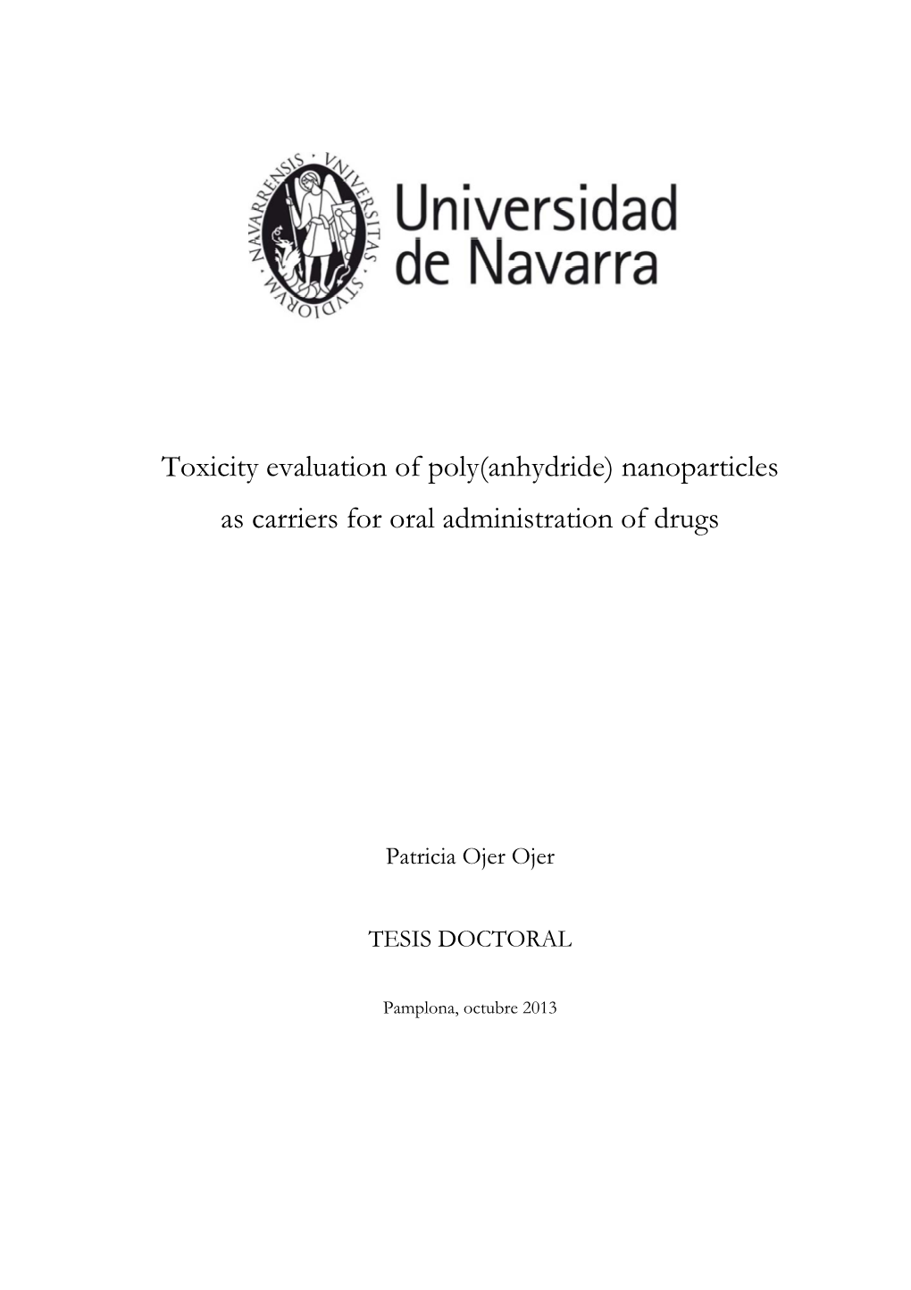 Toxicity Evaluation of Poly(Anhydride) Nanoparticles As Carriers for Oral Administration of Drugs