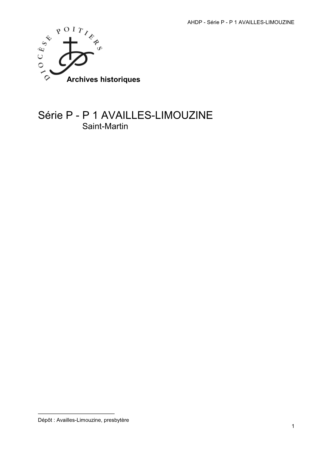 Série P - P 1 AVAILLES-LIMOUZINE