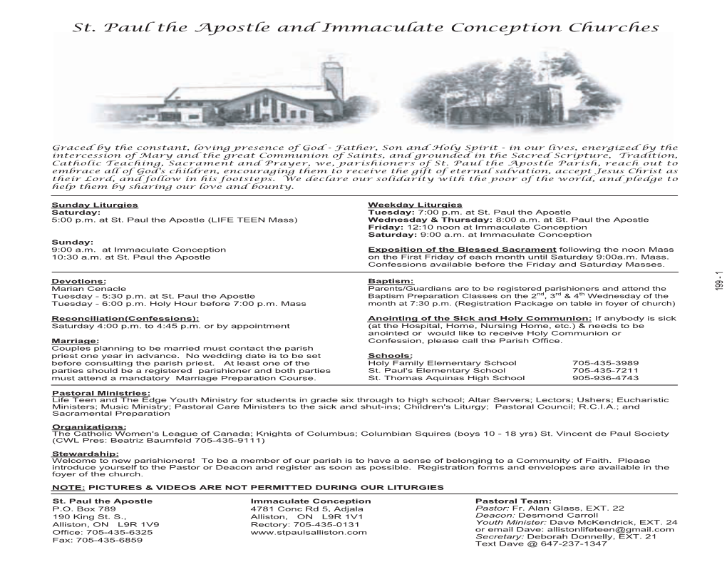 St. Paul the Apostle and Immaculate Conception Churches BARRISTERS & SOLICITORS Bread Est