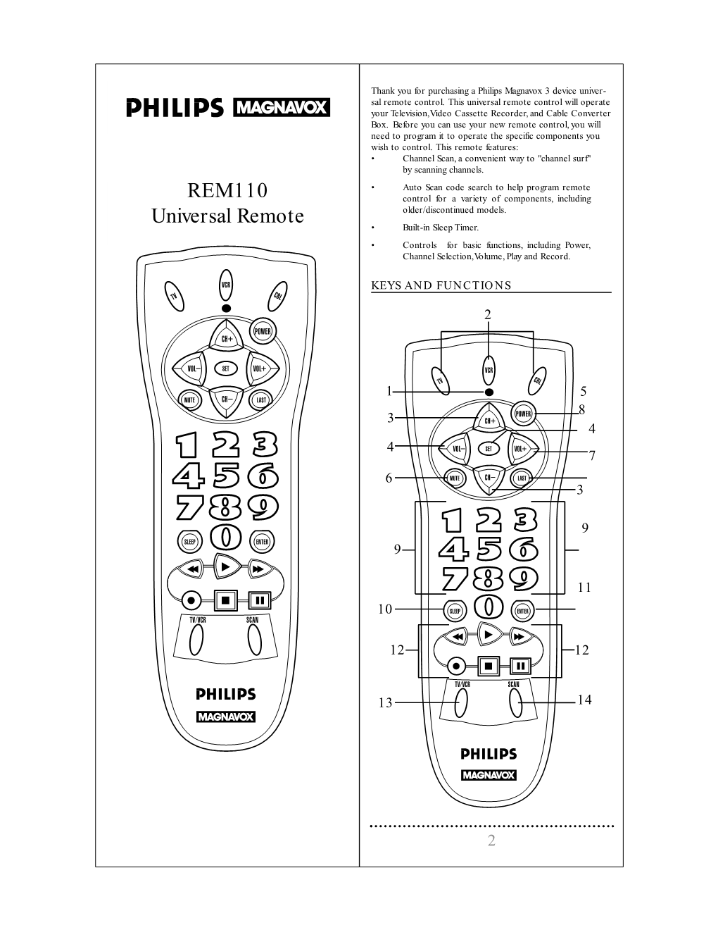 REM110 Universal Remote