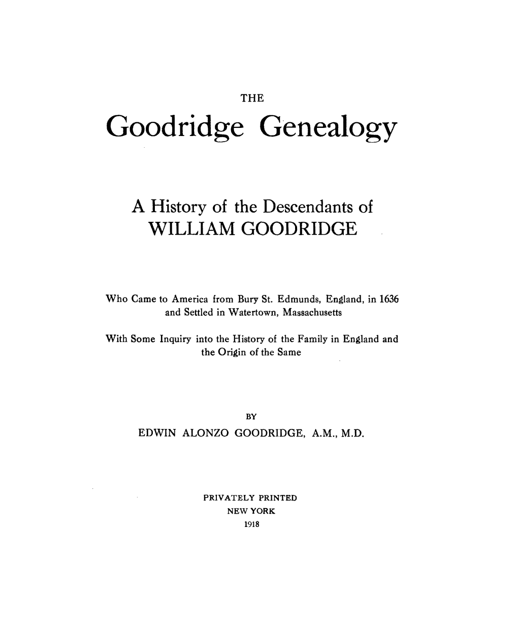 Goodridge Genealogy