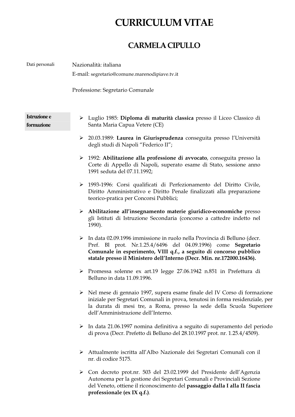 Curriculum Vitae CIPULLO